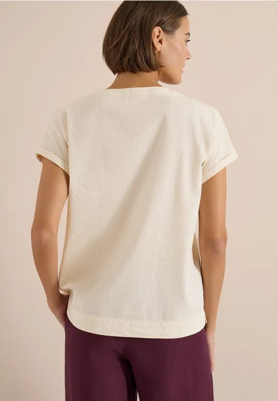 Blouse met overhangende schouders in seersucker kwaliteit