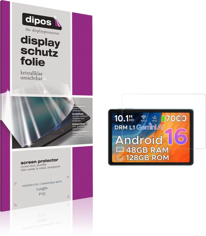 dipos – 2x Beschermfolie geschikt voor Luzglo P10 | Krasbestendige & heldere Screenprotector Ultra-Thin