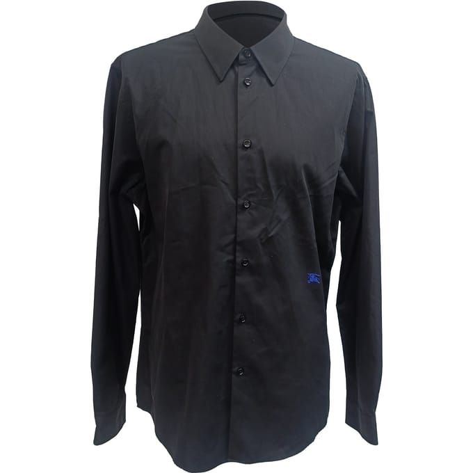 Burberry EKD-geborduurd Shirt in Zwarte Katoen