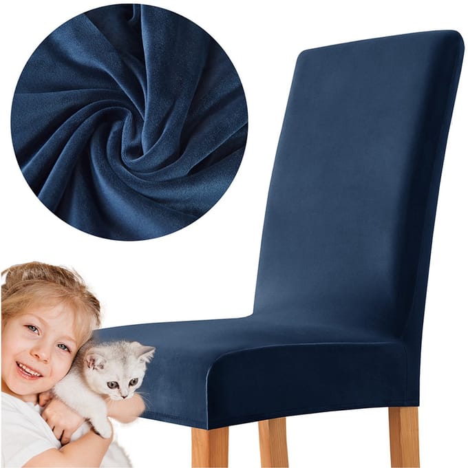 Meble odNowa Serie - Fluwelen Stoelhoes - Blauw - Dik - Elastisch