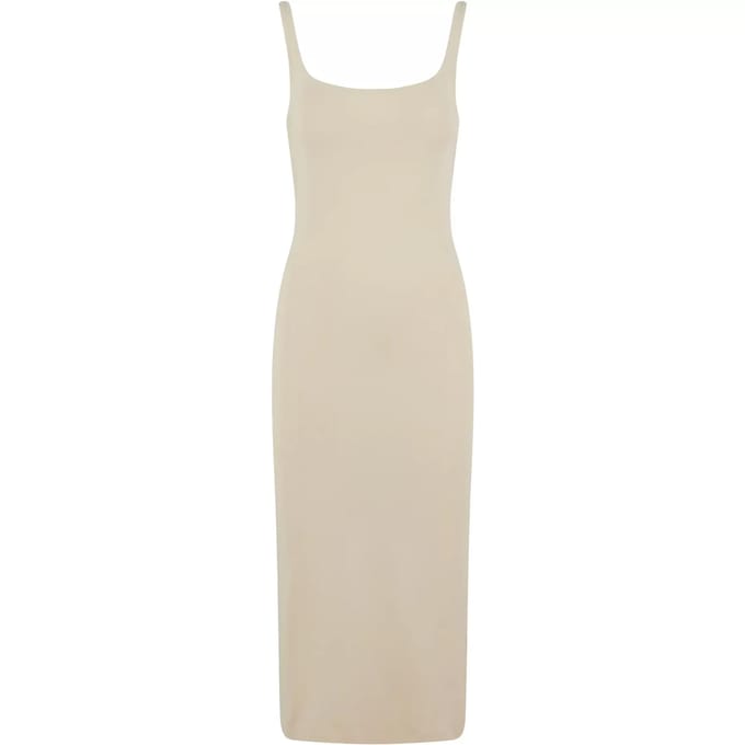 Urban Classics - Basic Long Cotton Jersey Kokerjurk - S - Creme
