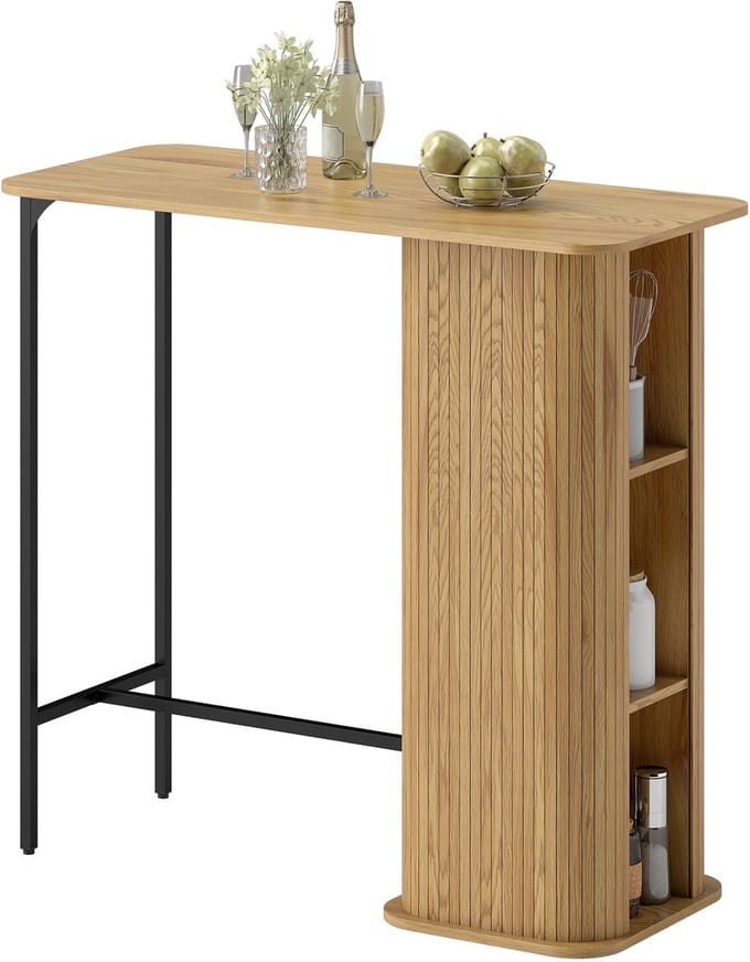 HOMCOM bartafel met plank - spaanplaat - 112x50x106cm - naturel hout