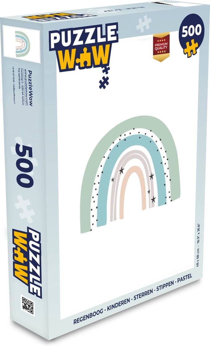 Puzzel Regenboog - Kinderen - Sterren - Stippen - Pastel - Legpuzzel - Puzzel 500 stukjes