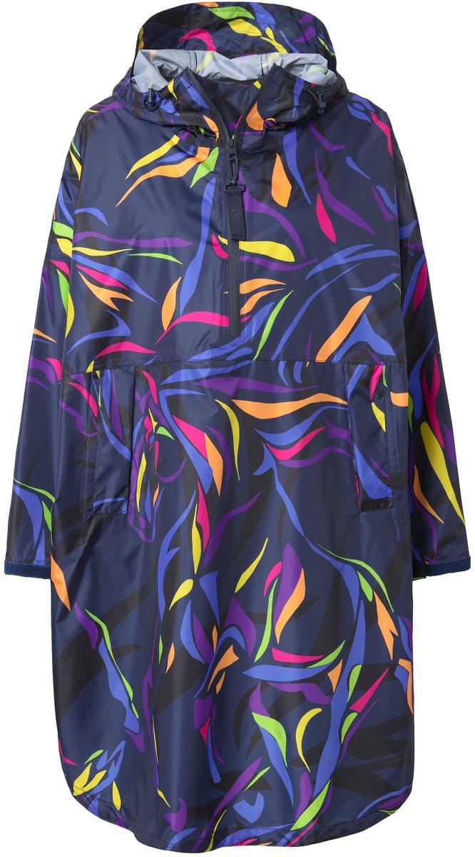 Laurasøn - Dames - Functionele regencape unisex print capuchon - Marine - Maat 1