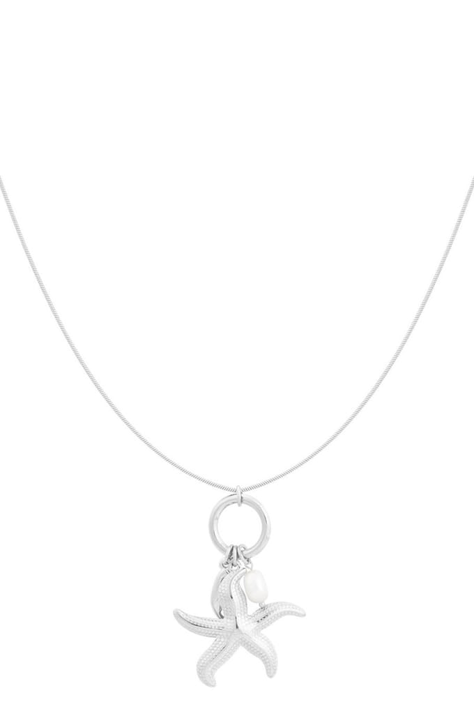 Bijoutheek Collier Schelp Zeester Parel Zilver