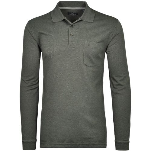 Ragman Polo Softknit Easy Care Mini Jacquard Design Grijs Melange / male