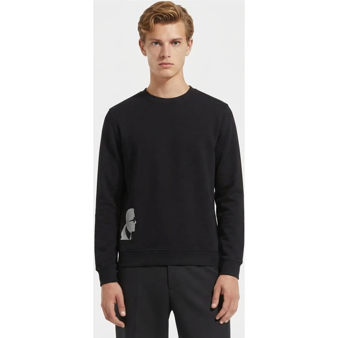 Karl Lagerfeld Black Sweat Crewneck Größe: L | Pullover Outlet | Herren | Schwarz