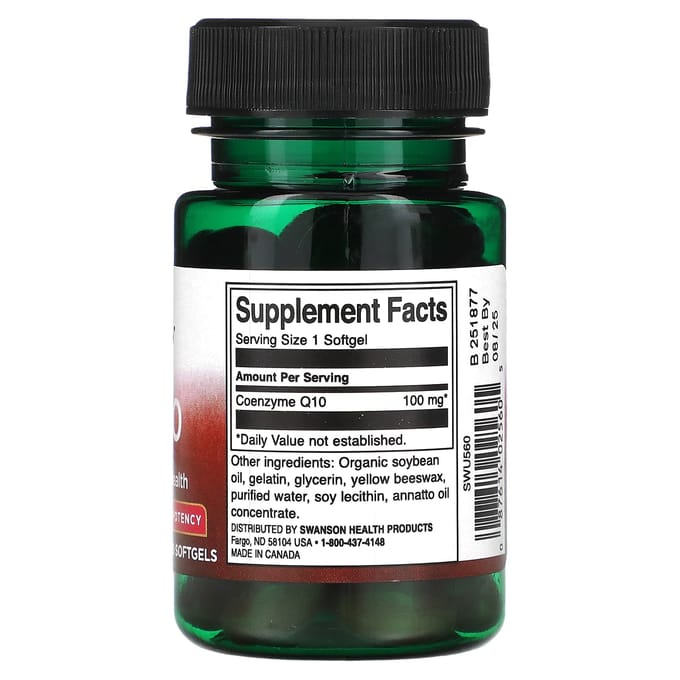 CoQ10, Hoge Potentie, 100 mg, 50 Zachte Capsules