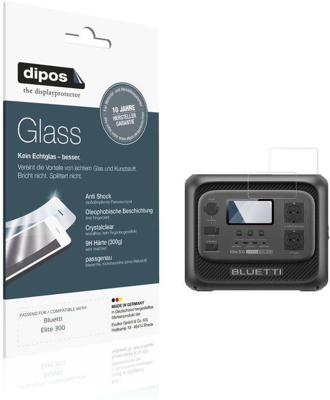 dipos – 2x Pantserfolie geschikt voor Bluetti Elite 300 | 9H Screenprotector