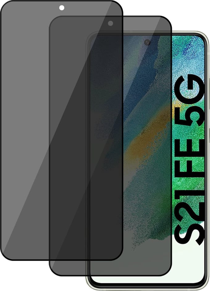 Privacy Screenprotector geschikt voor Samsung Galaxy S21 FE - 2x Gehard Glas Full Screen Tempered Glass Screen Protector