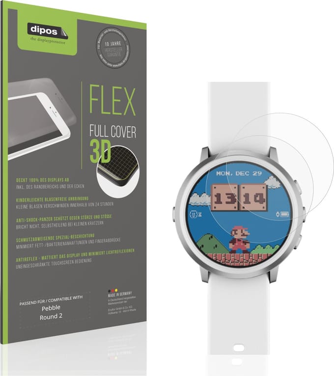 dipos FLEX – 2x Matte Screenprotector geschikt voor Pebble Round 2 | Volledige Schermbescherming | Case-Friendly