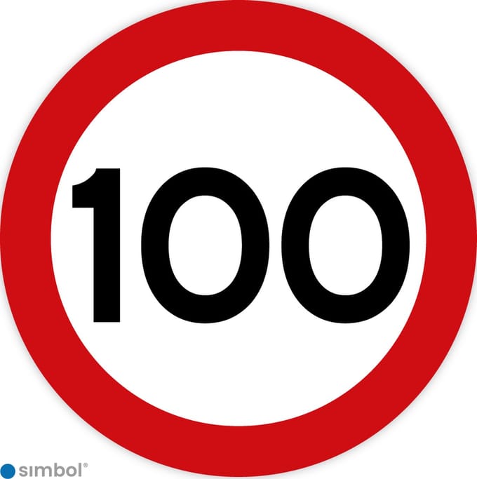 Simbol - Stickers 100 km - Maximaal 100 km/u - Duurzame Kwaliteit - Formaat ø 5 cm.