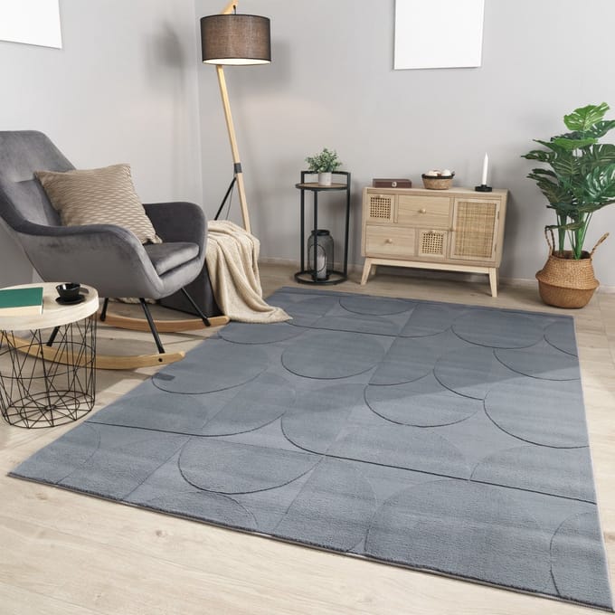Woonkamertapijt eetkamer kortpolig geometrisch uiterlijk Skandi Boho effen kleuren 200 x 280 cm Rechthoek 200 x 280 cm Rechthoek antraciet