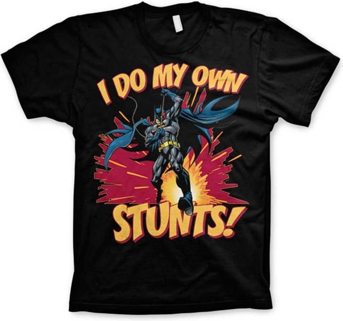 DC Comics Batman Heren Tshirt -L- I Do My Own Stunts Zwart