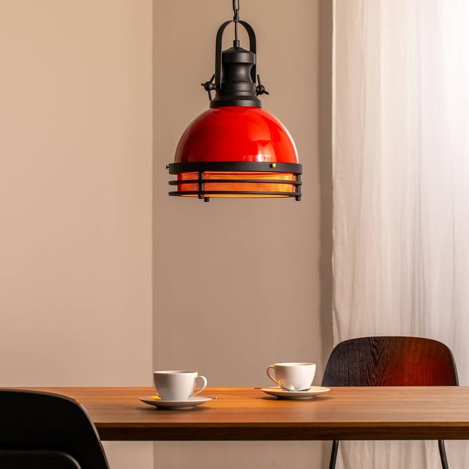 Opviq Hanglamp Saglam 3762, rood/zwart, ijzer, Ø 32 cm