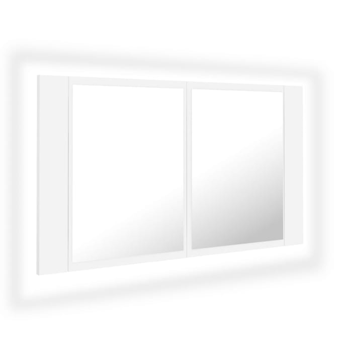 vidaXL - Badkamerkast - met - spiegel - en - LED - 80x12x45 - cm - acryl - wit