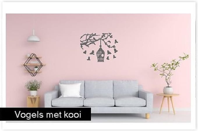 Muursticker Vogels met kooi