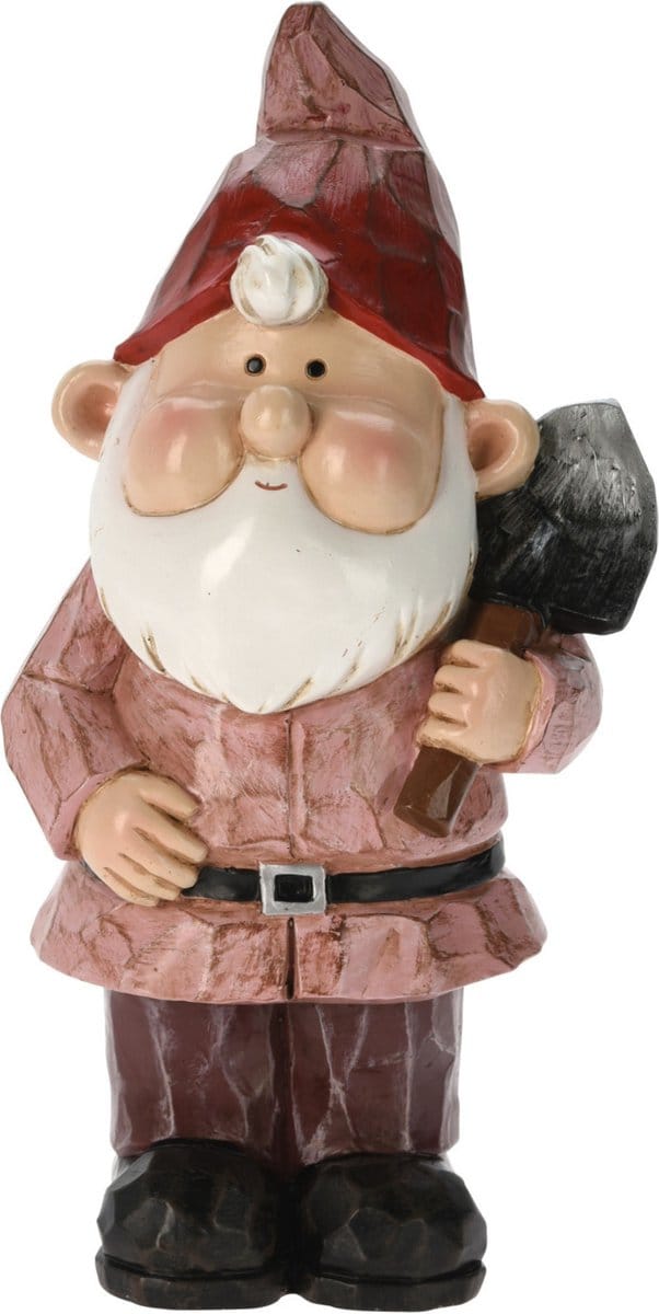 Pro Garden Tuinkabouter beeld Bobby Red - Polystone - met gereedschap - 31 cm
