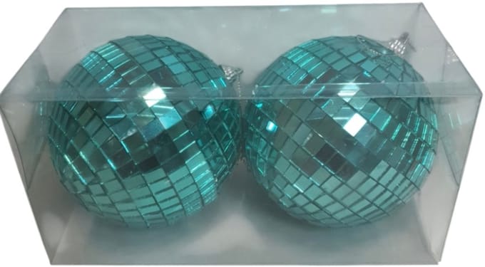 Mica Decorations Spiegelbal/ discobal groen ,D10cm Set van 2