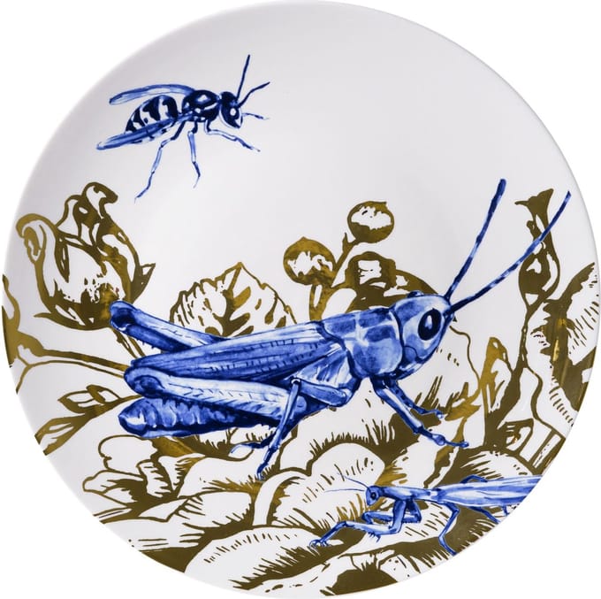 Heinen Delfts Blauw - Wandbord Insecten - Krekel - Keramiek - 31 cm