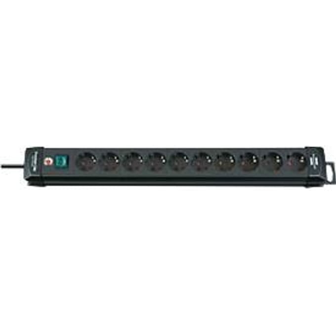 Brennenstuhl Premium-Line stekkerdoosdoos 10-voudig (verdeeldoos met schakelaar en 3m kabel -45° hoek van de veiligheidscontactdozen) zwart