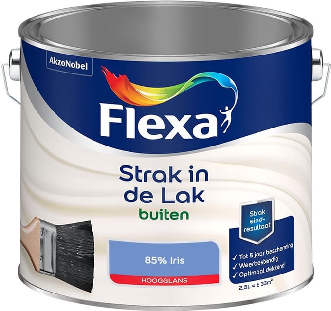 Flexa - Strak In De Lak Buitenlak Hoogglans - 85% Iris - Mengverf - 2,5 L