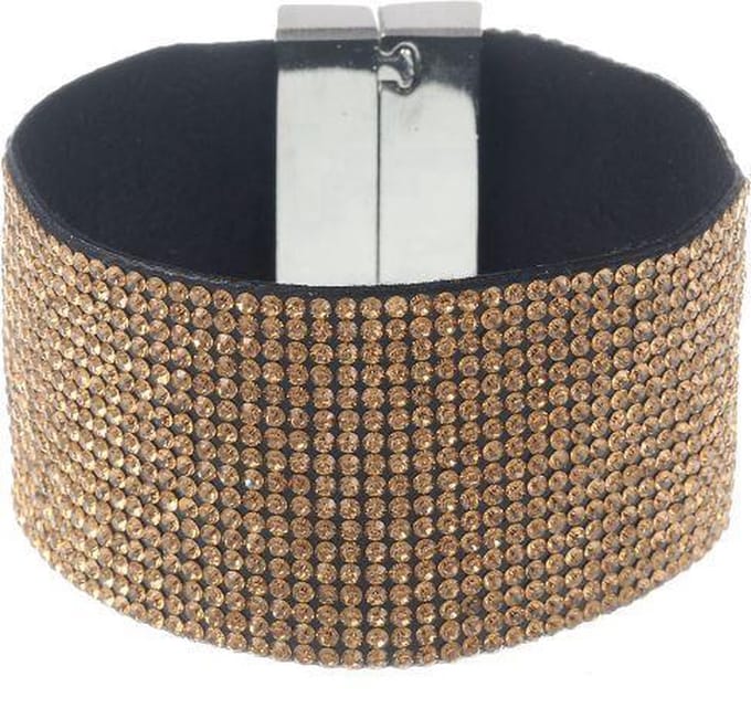 Behave Armband van imitatie suede met steentjes