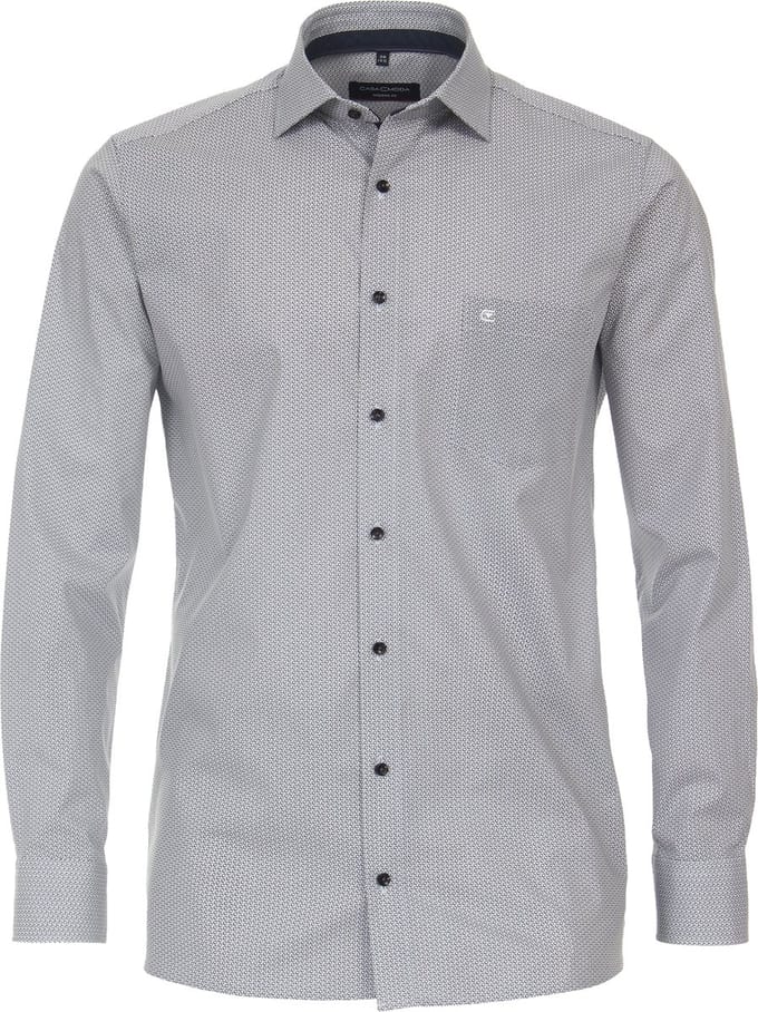 CASA MODA modern fit overhemd - popeline - bruin dessin - Strijkvriendelijk - Boordmaat: 46