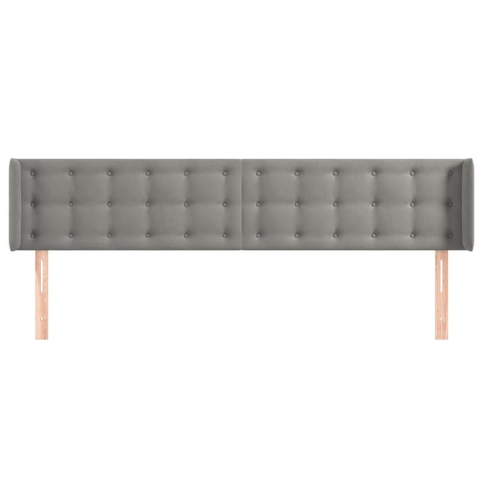 vidaXL - Hoofdbord - met - randen - 203x16x78/88 - cm - fluweel - lichtgrijs