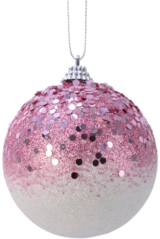 KAEMING B.V. - Roze ombré kerstbal 8 cm met pailletten