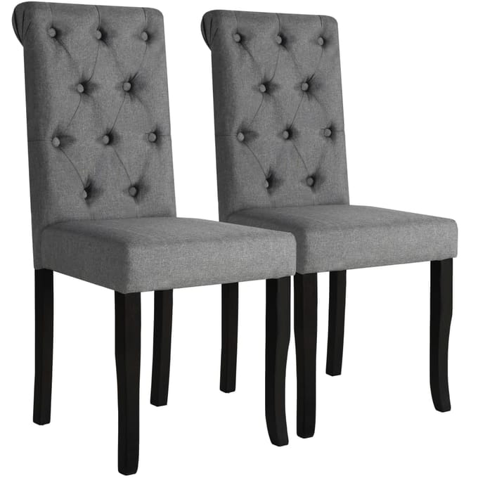 vidaXL - Eetkamerstoelen - 2 - st - stof - donkergrijs