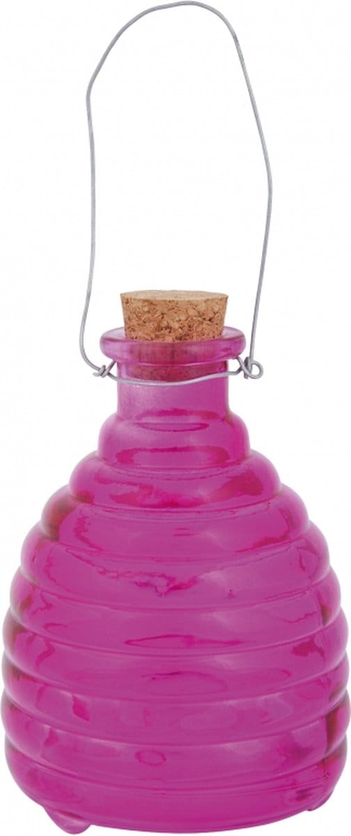 Wespenval - met hengel - roze - glas - 14 cm - wespenvanger