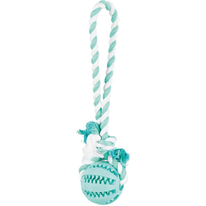 Hondenspeeltje mint rubberen bal aan touw Trixie Denta Fun
