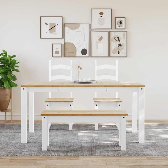 vidaXL - Eettafel - PANAMA - 160x80x75 - cm - massief - grenenhout - wit