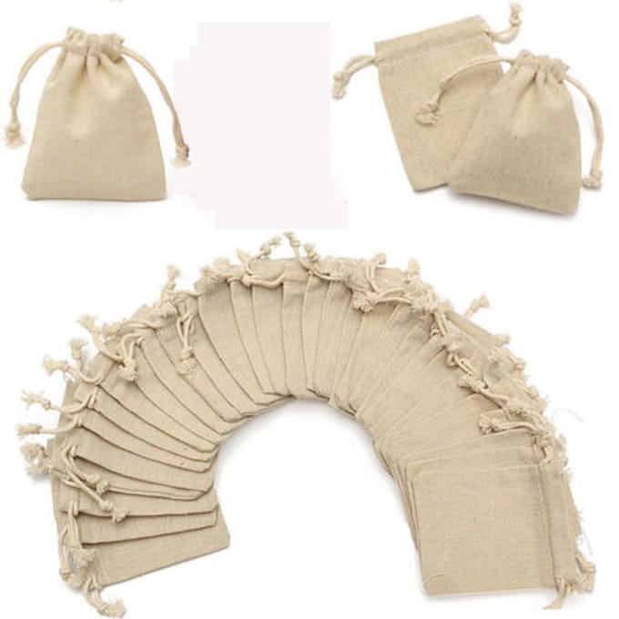 50 Stuks Natuurlijke Jute Zakjes Linnen Zakjes Zakken met Trekkoord Jute Zakken Herbruikbaar beige