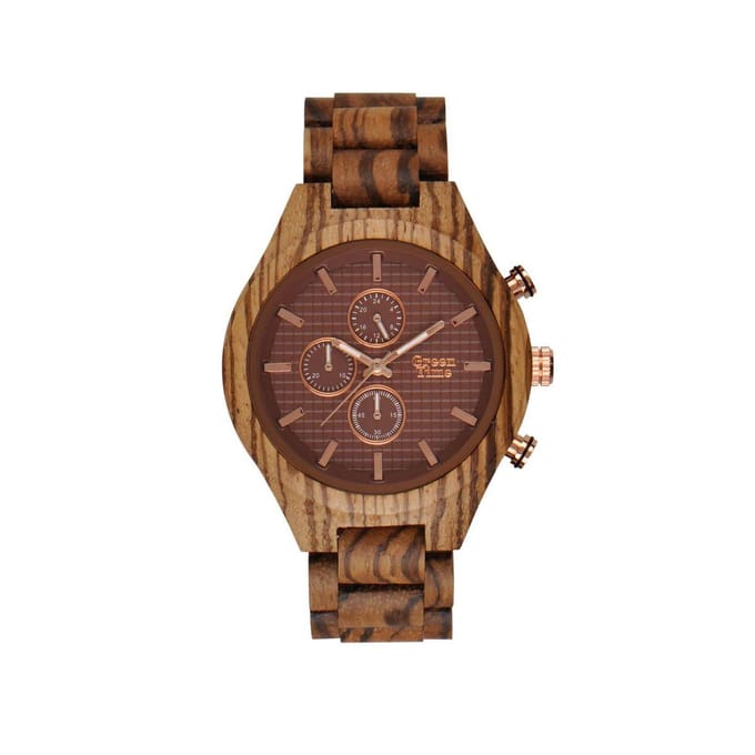 GreenTime houten heren horloge  Base Zebra