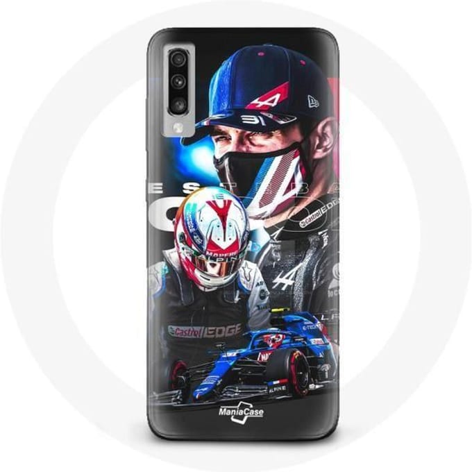 Coque - Samsung - Galaxy A70 - Formule 1 - Esteban Ocon - Souple - Noir