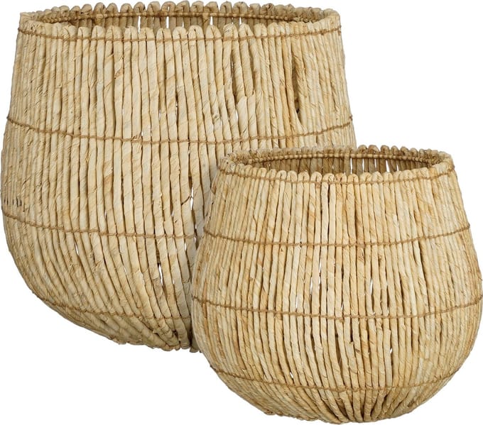 Mica Decorations Ronda Opbergmand - Set van 2 - H40 x Ø44 cm - Lichtbruin