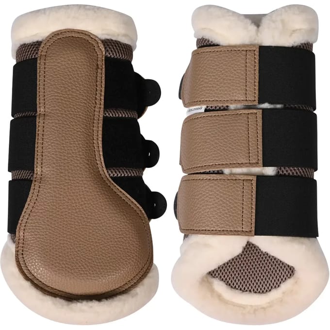 Gesloten peesbeschermers voor paard met bont HKM Comfort Premium Mesh