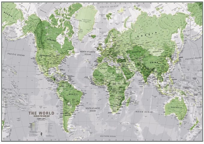 Maps International - Wereldkaart - Glow in the Dark