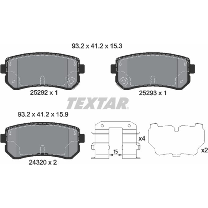 Remblokset TEXTAR 2529201, achter