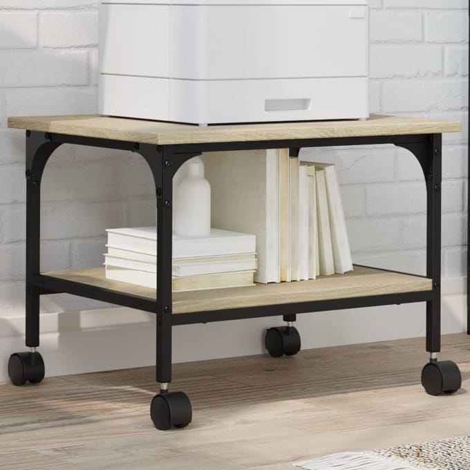 vidaXL - Printerkastje - 2-laags - 50x40x38 - cm - bewerkt - hout - sonoma - eiken