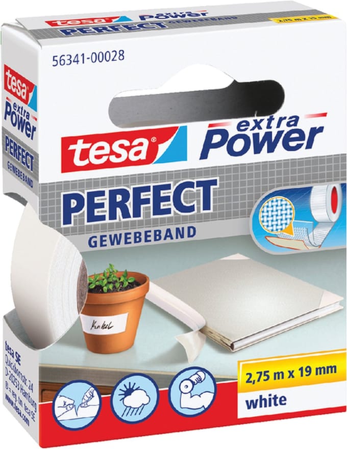 Tesa - Plakband textiel 19mmx2.75m wit | 10 stuks