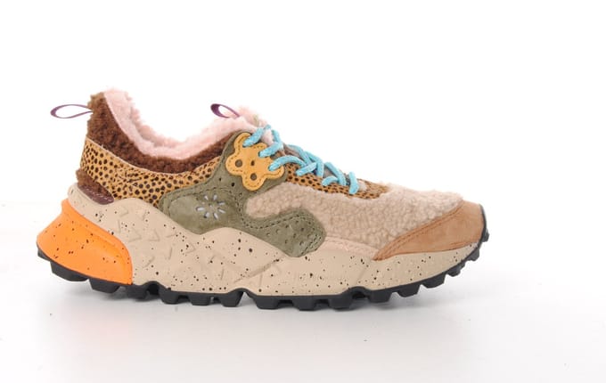 Flower Mountain dames sneakers taupe multi teddy