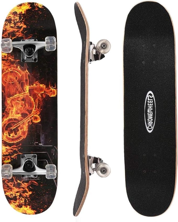 Skateboard Cruiser - Longboard Deck - Stunts Oefenen - Dubbele Kick Concave - 31 Inch - Vuur