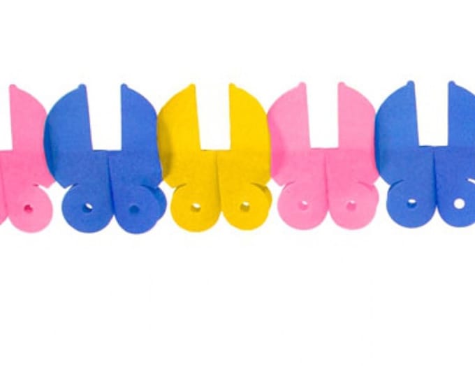 Set van 2x Babyshower feestje thema slingers van papier - 6 meter lang