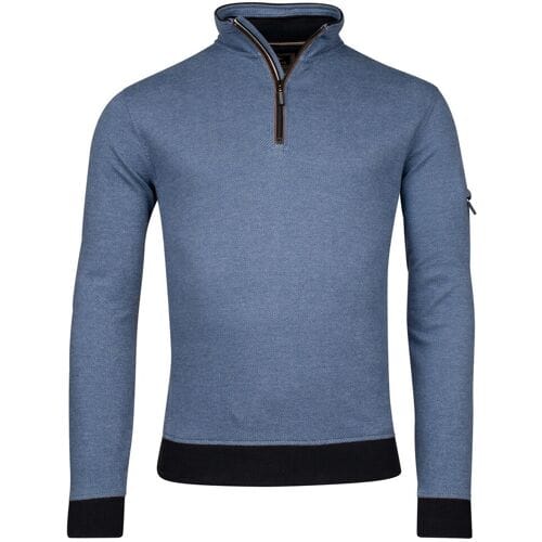 Baileys Trui Sweatshirt Half Zip Yarn Dyed Jacquard Doubleface Interlock Deep Denim Blue / male