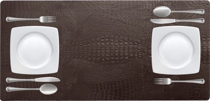 NOOBLU Tafelloper DUBL - Croco Chocolate brown - Lengte: 85 cm, Aantal: 1 tafelloper