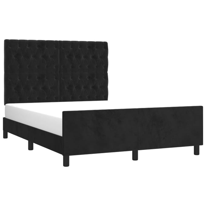 vidaXL - Bedframe - zonder - matras - 140x190 - cm - fluweel - zwart