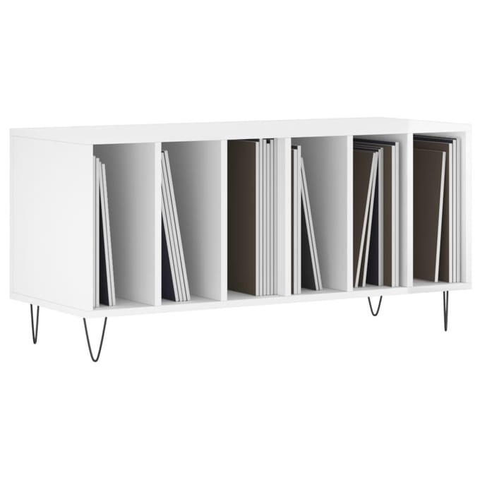 vidaXL Platenkast 100x38x48 cm bewerkt hout hoogglans wit